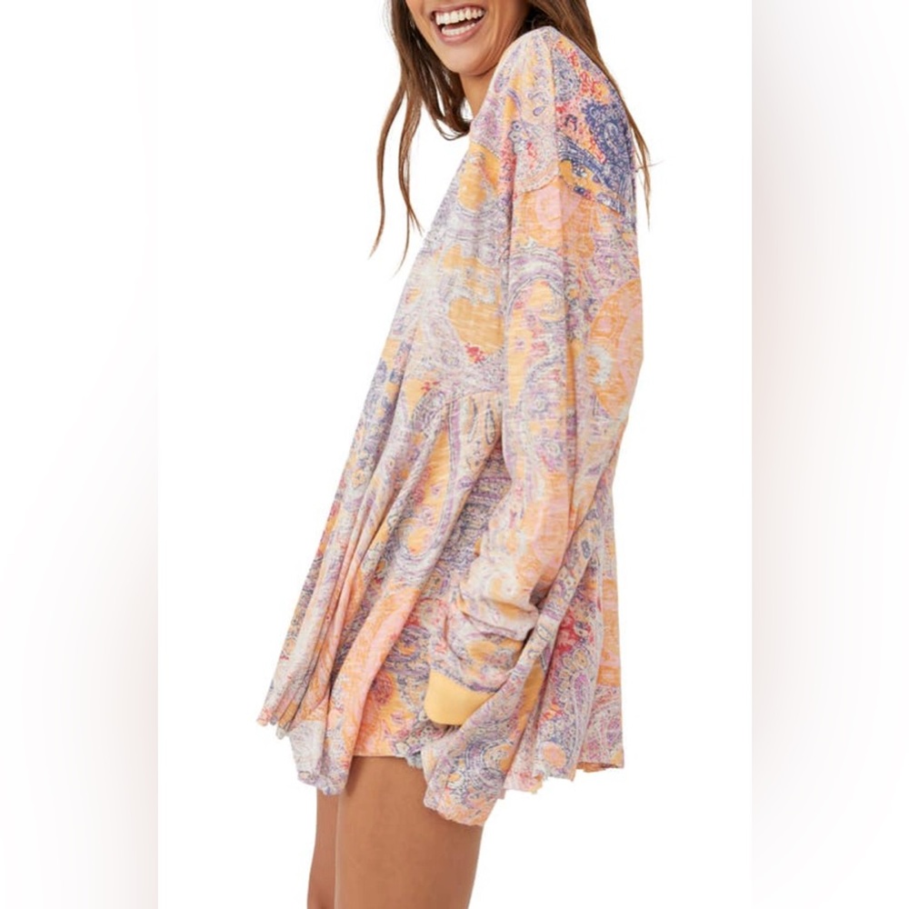 πHPπ NEW NWT Free People Making Circles Longline T-Shirt Tunic Paisley Small - Picture 5 of 14